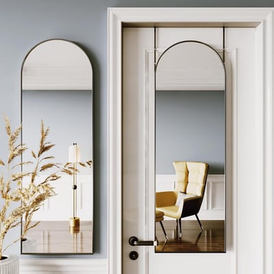 Deurspiegel Volledige Lengte 122x35,6 cm - Hangspiegel voor Slaapkamer met Zwarte Frame