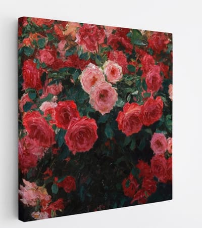 Saammp Canvas Schilderij - Abstracte Rozen in Tuin - Bloemen - Abstract - 20x20 - Foto op canvas - Wanddecoratie - Muurdecoratie Woonkamer - Kantoor Decoratie