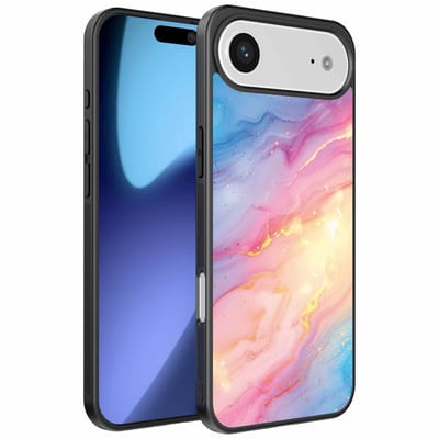 Geschikt voor iPhone Air Telefoonhoesje met Regenboog Glitter Marmer Opdruk - TPU Backcover Case Rainbow Glitter Marble Design - Smartphonica geschikt voor iPhone 17 Air