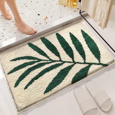 JGS Premium - Antislip badtapijt badmat badkamertapijt - absorberend zacht - woonkamer keuken slaapkamer - binnen buiten - bamboe bladeren - 45 x 65 cm