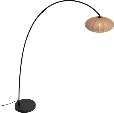 QAZQA bida - Japandi Booglamp | Vloerlamp | Staande Lamp - 1 lichts - H 185 cm - Zwart - Woonkamer