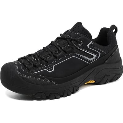 Heren Sportschoenen in Retro Stijl Casual Leren Sneakers Antislip Heren Hardloopschoenen Vrije Tijd Wandelen Trekking Schoenen Wandeltrainers 46 black