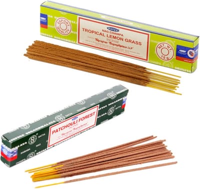 Wierook cadeaus set - 2x geurstokjes - Citroengras en Patchouli Forrest geur - Meditatie