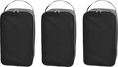 Schoenentas / reis opbergtas - 3x stuks - 12 liter - 38 x 21 x 15 cm - zwart - sportschoenen - golfschoenen opbergen - ritssluiting