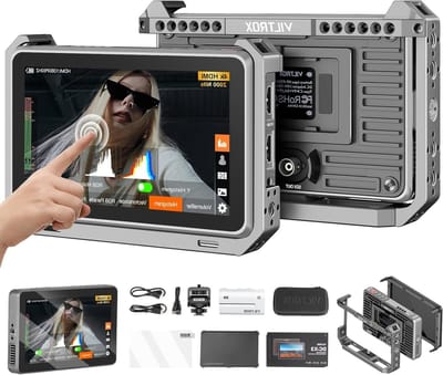 Velddisplay Monitor - Professionele Camera Monitor - Filmopnames Buiten - 2000 Nits Hoge Helderheid - 6 Inch Scherm - Zwart