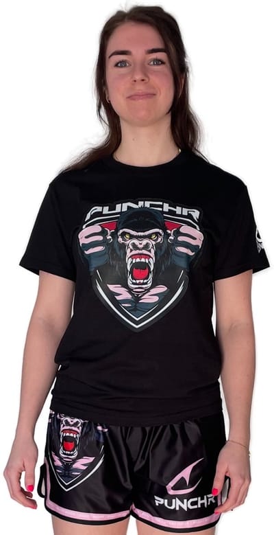 PunchR™ Beast Mode T-shirt Dames Katoen Zwart Roze - XS