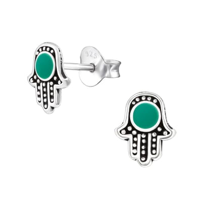 Montebello Oorbellen Carla Green - 925 Zilver Geoxideerd - Fatima - 6x8mm