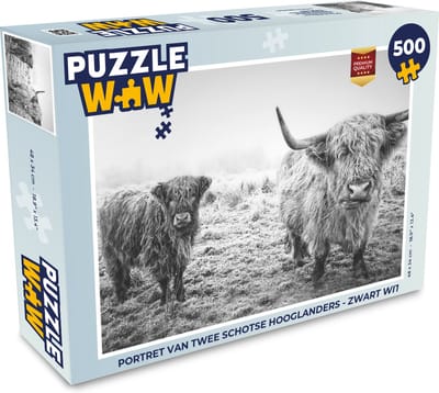 Puzzel Schotse hooglanders - Licht - Lucht - Natuur - Legpuzzel - Puzzel 500 stukjes