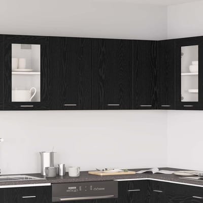 vidaXL - Hangkast - Lyon - Zwart - Eiken - 80 - x - 31 - x - 60 - cm - Bewerkt - hout
