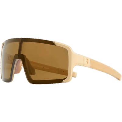 BBB Cycling Chester Narrow Fietsbril Heren en Dames - Sportbril Voor Smal Gezicht - Wielrenbril Met Grote Lens - Rubberen Pootjes - Mat Almond Amber - BSG-73
