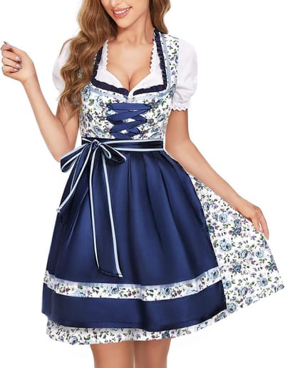 Traditionele Dirndl Jurk voor Dames - Beiers Oktoberfest Kostuum Blauw