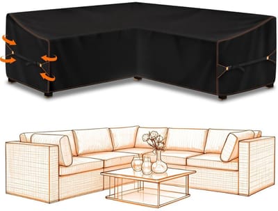 Famanu – Tuinmeubelhoes - L-vorm - beschermhoes voor tuinmeubelen - waterdicht - winddicht - afdekzeil voor outdoor hoekbank - hoekloungegroep - loungemeubel - rechthoekige afdekhoes - 270 x 270 x 90 cm