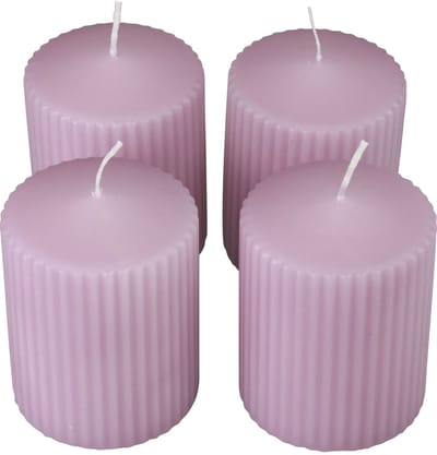 Stompkaarsen lila groefkaarsen decoratie 70/90mm 4 st