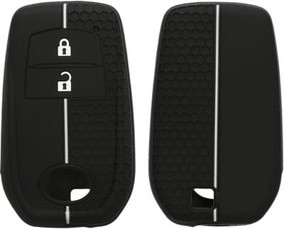 kwmobile autosleutel hoesje geschikt voor Toyota 2/3 Button Aygo Yaris Cross RAV4 GR 2020-2024 hoes - Siliconen autosleutel behuizing - Auto sleutel case met honingraat - Sleuteletui in zwart / wit