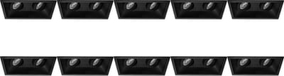 Spot Armatuur 10 Pack - Proma Zano Pro - GU10 Inbouwspot - Rechthoek Dubbel - Zwart - Aluminium - Kantelbaar - 185x93mm