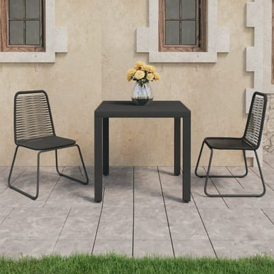 vidaXL - 3-delige - Tuinset - PVC-rattan - zwart