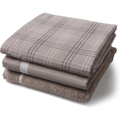 Set Mix&Match 2X Thee/1X Keukendoek Taupe 100% katoen, ca 60x65cm