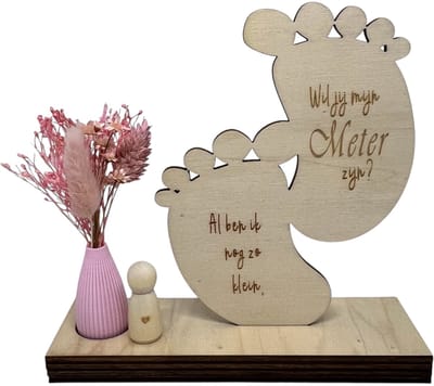Tekstbord Wil je mijn METER zijn? | voetjes | roze |meter vragen | meter worden | meter worden | cadeau meter | Doosje met een vraag