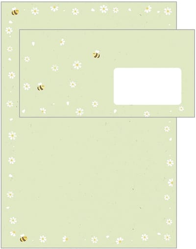 Briefpapier A4 Bloem Bij 12 stuks inclusief 6 enveloppen