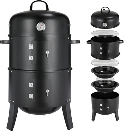Seth Select Houtskool BBQ, Grill BBQ, Smoker BBQ, BBQ Smoker Grill met Handgrepen, 3-in-1 houtskool BBQ, Zwart