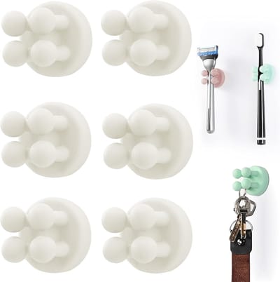 Multifunctionele Silicone Tandenborstelhouders - 6 Stuks Waterdicht Zelfklevend Wandhaak voor Badkamer, Keuken en Kantoor