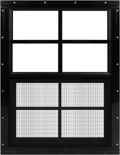 Schuurraam - Kippenhok raam - Ventilatie en licht - Gehard glas - 61 x 686 cm - Zwart
