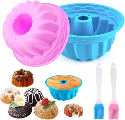 Gugelhupf Silicone Baking Mould, Pack of 2 Silicone Baking Moulds, Diameter 15 cm, Turban Mould Cake Mould - ShopVlot