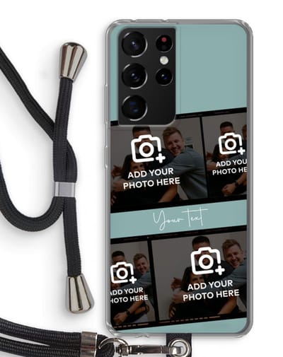 Gepersonaliseerd - Case Company® - Hoesje met koord geschikt voor Samsung Galaxy S21 Ultra hoesje met Koord - Filmrol N°2 - Telefoonhoesje met Zwart Koord - Bescherming aan alle Kanten en Over de Schermrand