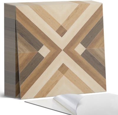 Coloray Plaktegels - Geometrisch ruitjespatroon Zelfklevende Tegels - 20 cm x 20 cm - Bruin Plaktegels - 20 stuks - Vierkant PVC Tegels - Plaktegels Badkamer - Plaktegels Vloer - Vinyl Tegels Zelfklevend - Wandtegel Zelfklevend