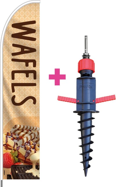 Beachflag - Wafels #2 - Vlag + Grondboor + Rotator + Hengelsysteem + Draagtas - Actievlag.nl
