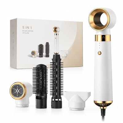 5-in-1 haardroger 220 V met stylingkam voor warme en koude lucht, blaasmond en diffuser, geschenkverpakking