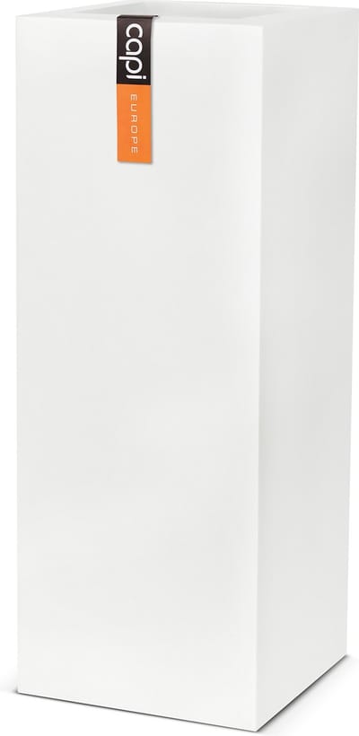 Capi Europe - Bloempot rechthoek Terrazzo - 35x35x78 - Wit - Bloempot voor buiten - WFL952