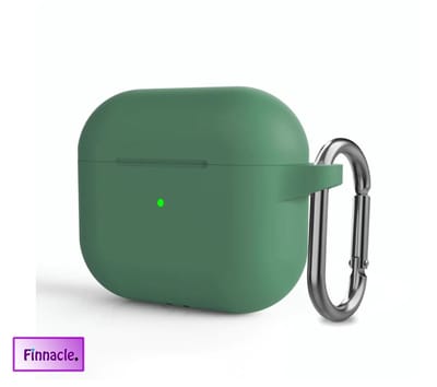 Finnacle - Hoesje geschikt voor Apple AirPods 3 met clip - Groen - Beschermhoes - Siliconen - Case - Soft case