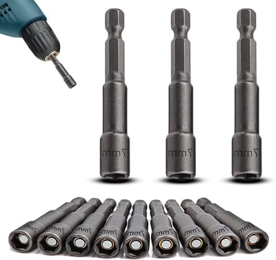 Hexagon Bit Set van 12 Stuks met Magneten voor Accuschroevendraaiers en Handboormachines - 7mm Moeradapter en 1/4 Inch Schroevendraaier Accessoires