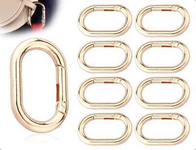 8 Stuks Carabiner Haken Kleine Sleutelhangers Met Veerhaak Voor Portemonnee, Klimmen en Kamperen (Goud, Ovaal)