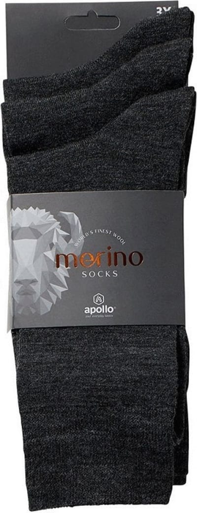 Apollo Sokken Wol 3-Pack Antraciet - Sokken - 43-46