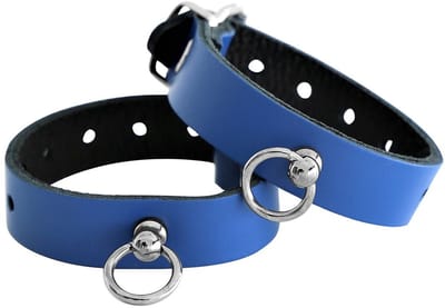 Kiotos Leather - Polsboeien Leder met Kleine O-ring - Blauw
