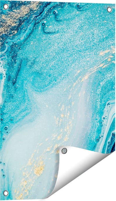 Gards Tuinposter Abstracte Kunst Blauwe Oceaan - 40x60 cm - Tuindoek - Tuindecoratie - Wanddecoratie buiten - Tuinschilderij