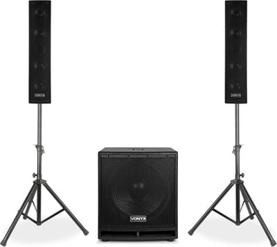 Vonyx VX880BT actieve Bluetooth geluidsinstallatie met subwoofer, tops, statieven, microfo