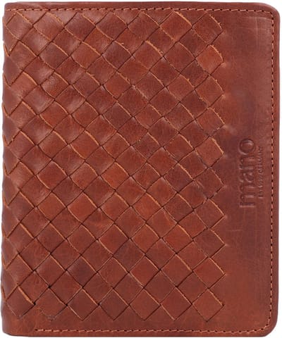 mano Leren Portemonnee Don Luca Coin Wallet with Flap Cognac Bruine