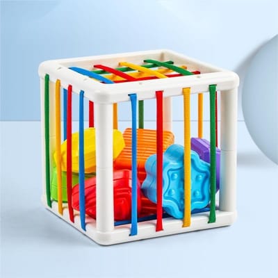 Baby Vorm Sorteer Speelgoed, Montessori Sensorische Kubus Sorteer Speelgoed, Motorische Vaardigheden Training Blokkenspellen, Educatief Speelgoed voor Kinderen Square veelkleurig