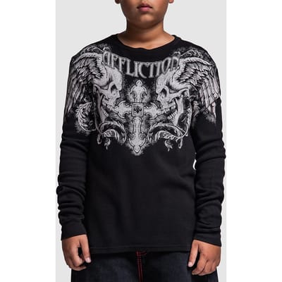 Affliction Winged Up Thermal Longsleeve T-Shirt zwart