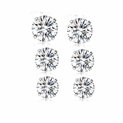3 paar Allergievrije Strass oorbellen 2.5-3 en 4 mm