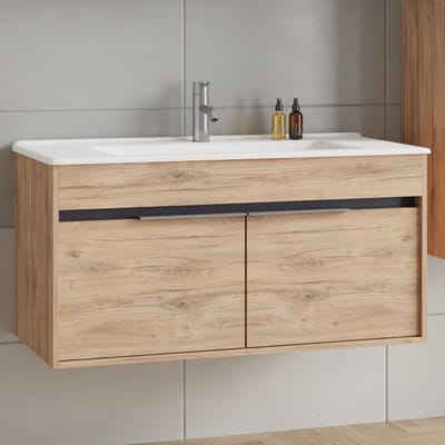 Dresden Badkamermeubel Set 100 cm Dorado – Softclose Semi-Handgreep, 2 Deuren, Keramische Wastafel