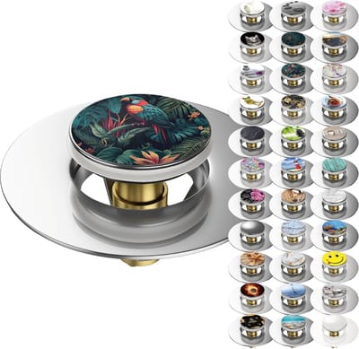 Wastafelstop - Afvoergarnituur - Water Dicht Maken - Universeel Motief - 34-38mm Binnendiameter - Exotisch