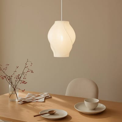 Lucande - Hanglamp - 1licht - Stof, staal - H: 40 cm - E27 - wit