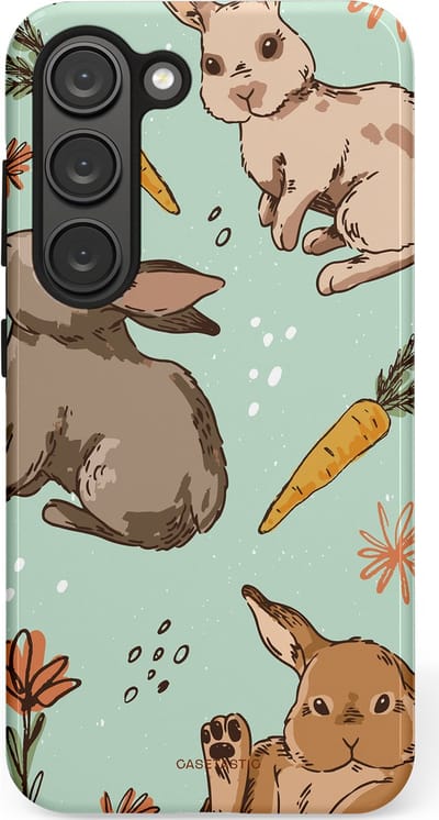Casetastic Hoesje Geschikt voor Samsung S23 - Stijlvolle Beschermende Duo-layer Case - Hop hop knappel
