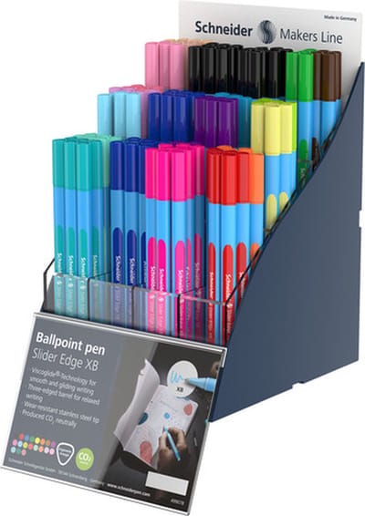 Balpen Schneider Slider Edge 120 stuks SIS-display Engels standaard en pastel kleuren