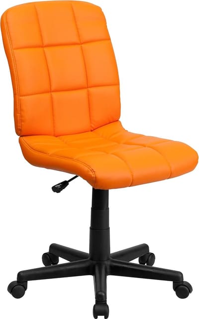 Goodivery ® Comfortabele Medium Rugleuning Quilted Vinyl Metalen Bureaustoel - Oranje - Enkel