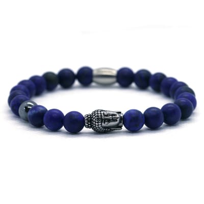Heren armband - LapisLazuli 8mm - buddha RVS